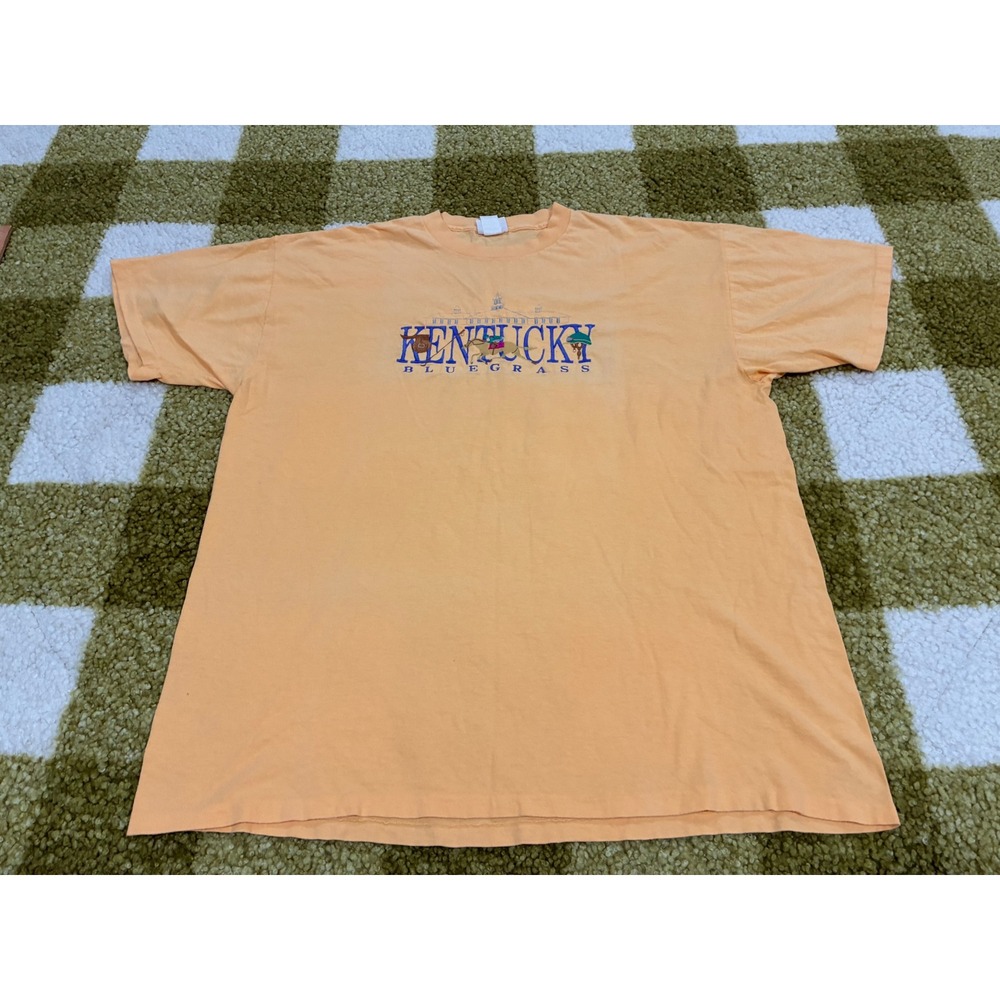 Vintage Kentucky Bluegrass TShirt XL Peach Orange Single Stitch Horse Racing USA